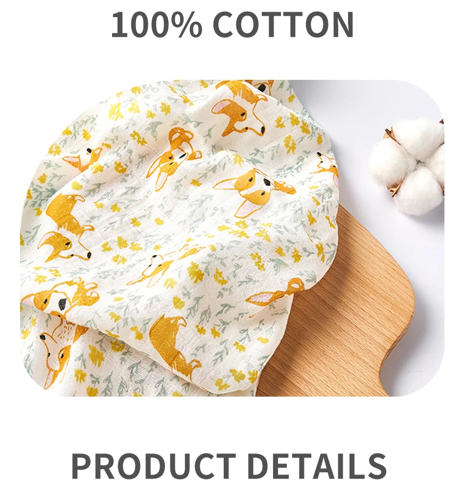 HappyFlute New Print 5Pcs/set 60*60CM Soft Muslin Swaddle Feeding Burp Cloth Newborn Pure Cotton Baby Face&Hand Wash Wipe