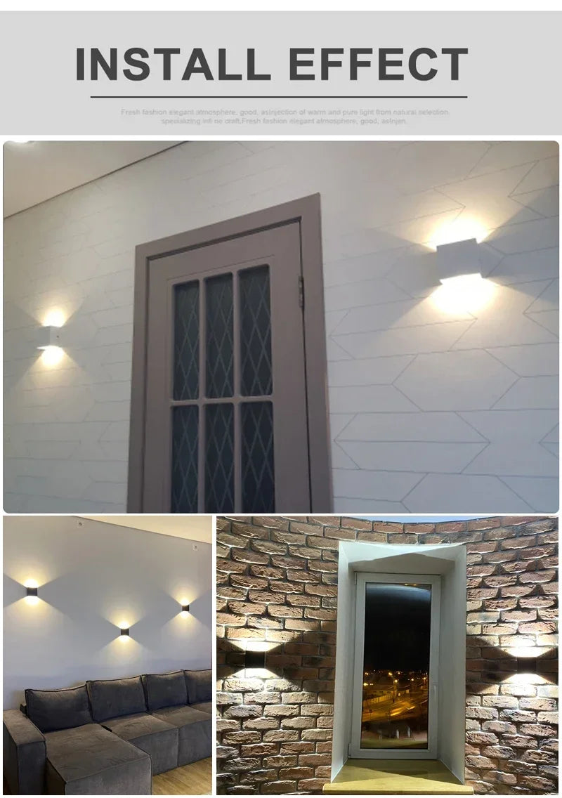 6W LED Wall Light Outdoor Porch Garden Wall Lamp & Indoor Bedroom Bedside Decoration Lighting Lamp Aluminum