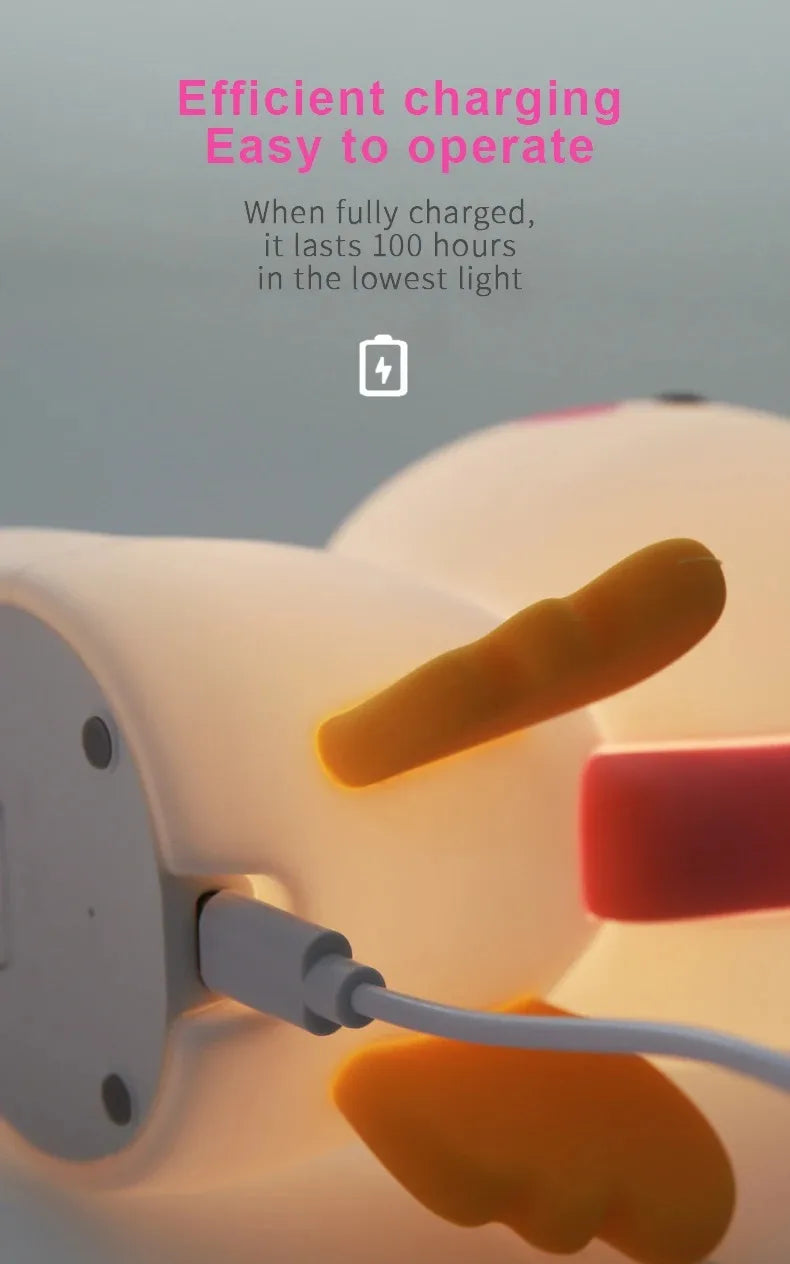 Unicorn Cute Silicone LED Night Light For Kids Children USB Rechargeable Cartoon Animal Bedroom Decor Touch Night Lamp for Gifts