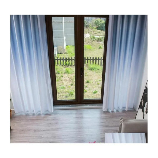 Curtains Gradient Blackout Window Curtain For Living Room Kitchen Modern Bedroom Treatments Fabric Drapes Drop Delivery Home