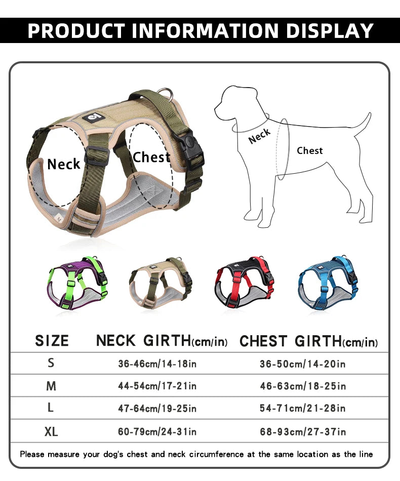 Medium Large Dog Harnesses Collar Labrador Army Reflective Adjustable Harness Oxford Cloth Pet Vest Training Hound Walk the Dog