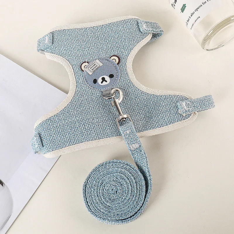 Dog Leash Cute Vest for Small Pets Kittens Undershirt Type Breathable Adjustable Chest Harness Outdoor Walking Pet Supplies