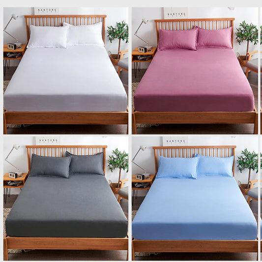 Cotton Fitted Sheet with Elastic Bands Non Slip Adjustable Mattress Covers for Single Double King Queen Bed,140/160/200cm