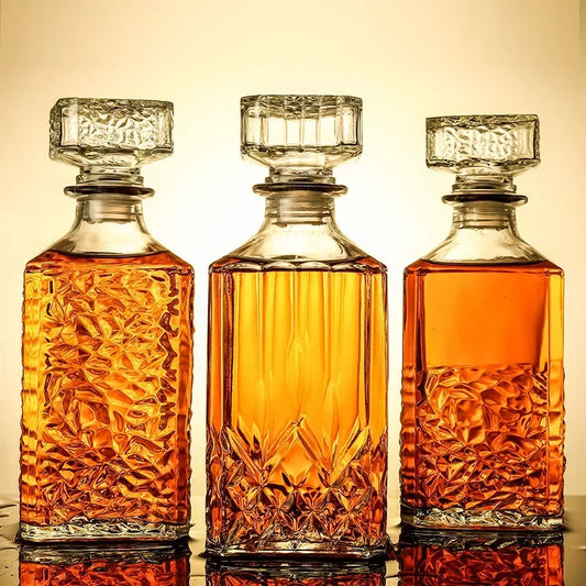 Novelty design 3 styles barware wine glass bottle 1000ml lead-free glass whiskey decanters for Liquor Scotch Bourbon
