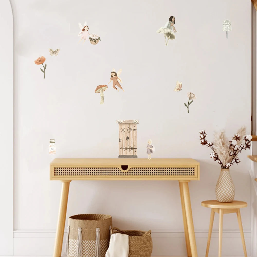 Cartoon Beautiful Fairy Wall Stickers for Kids Room Baby Girls Nursery Room Bedroom Decoration Art Decals Cute Elves Stickers