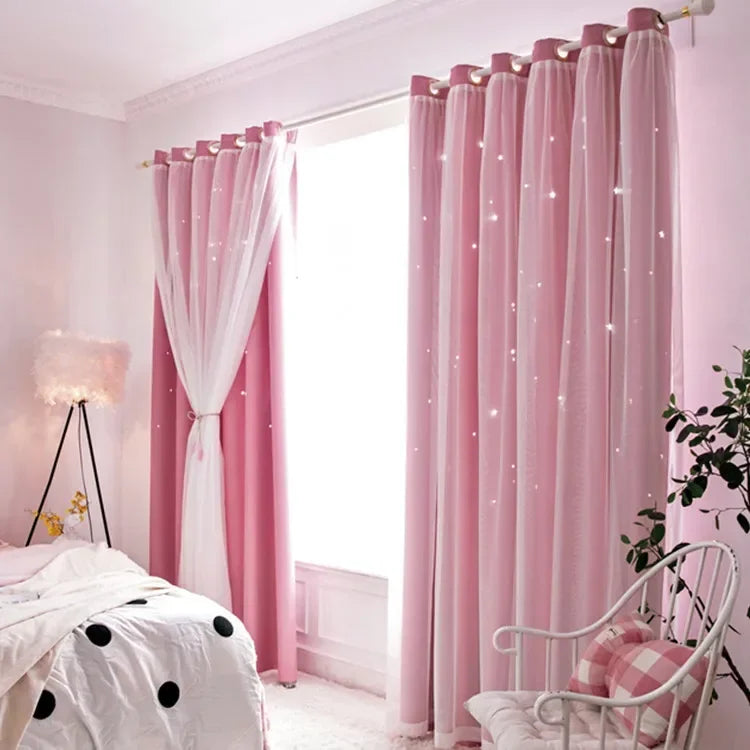 Black Out Curtains for Bedroom Star Cutout Window Curtain for Girls Bedroom Decor for Kids Room Blackout Curtain for Living Room