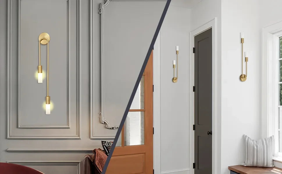 Modern Led Wall Light Gold Nordic Long Strip Wall Lamps for Living Room Bedroom Bathroom Hall Corridor Background Indoor Decor