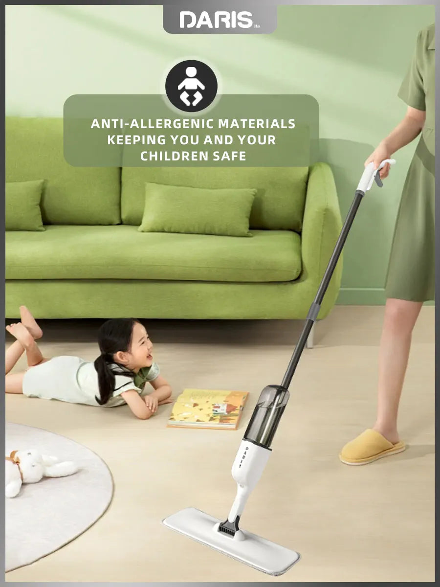 DARIS Spray Flat Mop With Reusable Microfibers Pads 360° Rotation Floor Cleaning Mop 500ML Big Capacity Square Triangle Bottle