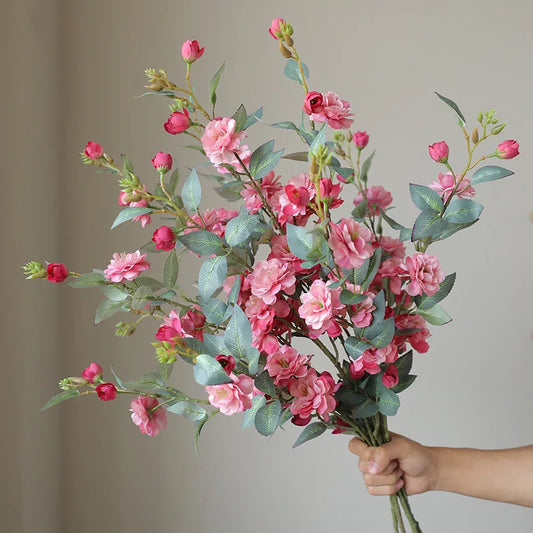New Camellia Simulated Flower Long Branch With Fake Leaves Artificial Flower Wedding Home Table Decor Flores Artificiales