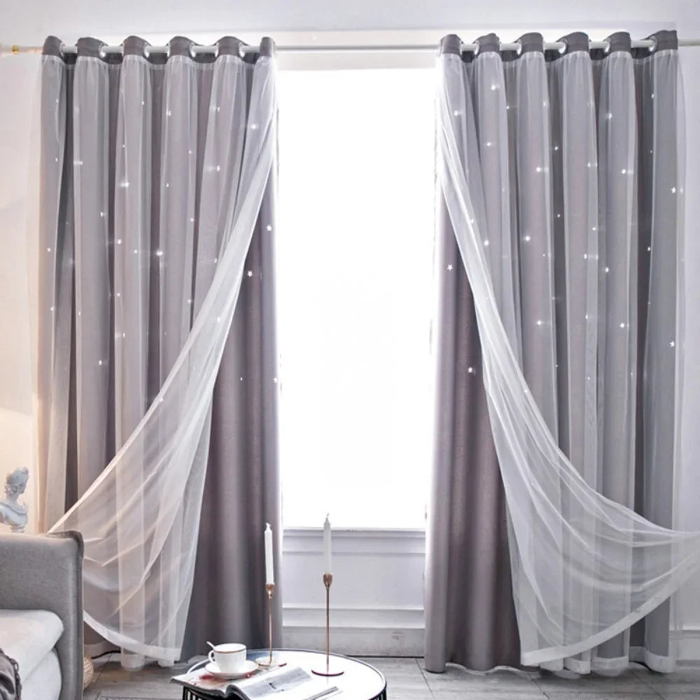 Black Out Curtains for Bedroom Star Cutout Window Curtain for Girls Bedroom Decor for Kids Room Blackout Curtain for Living Room