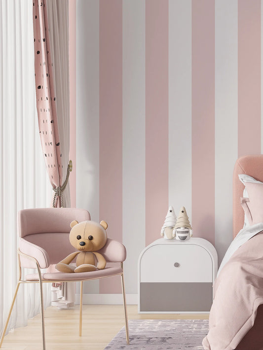 1 roll pink striped wall sticker thicker self-adhesive moisture-proof decoration living room bedroom background wall sticker