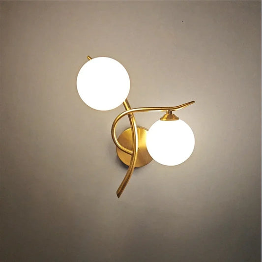 Nordic Modern Iron Wall Lamps LED Bedroom Bed Lamp Learning Corridor Room Indoor Wall Lights Glass Ball Decor Light Fixtures G9