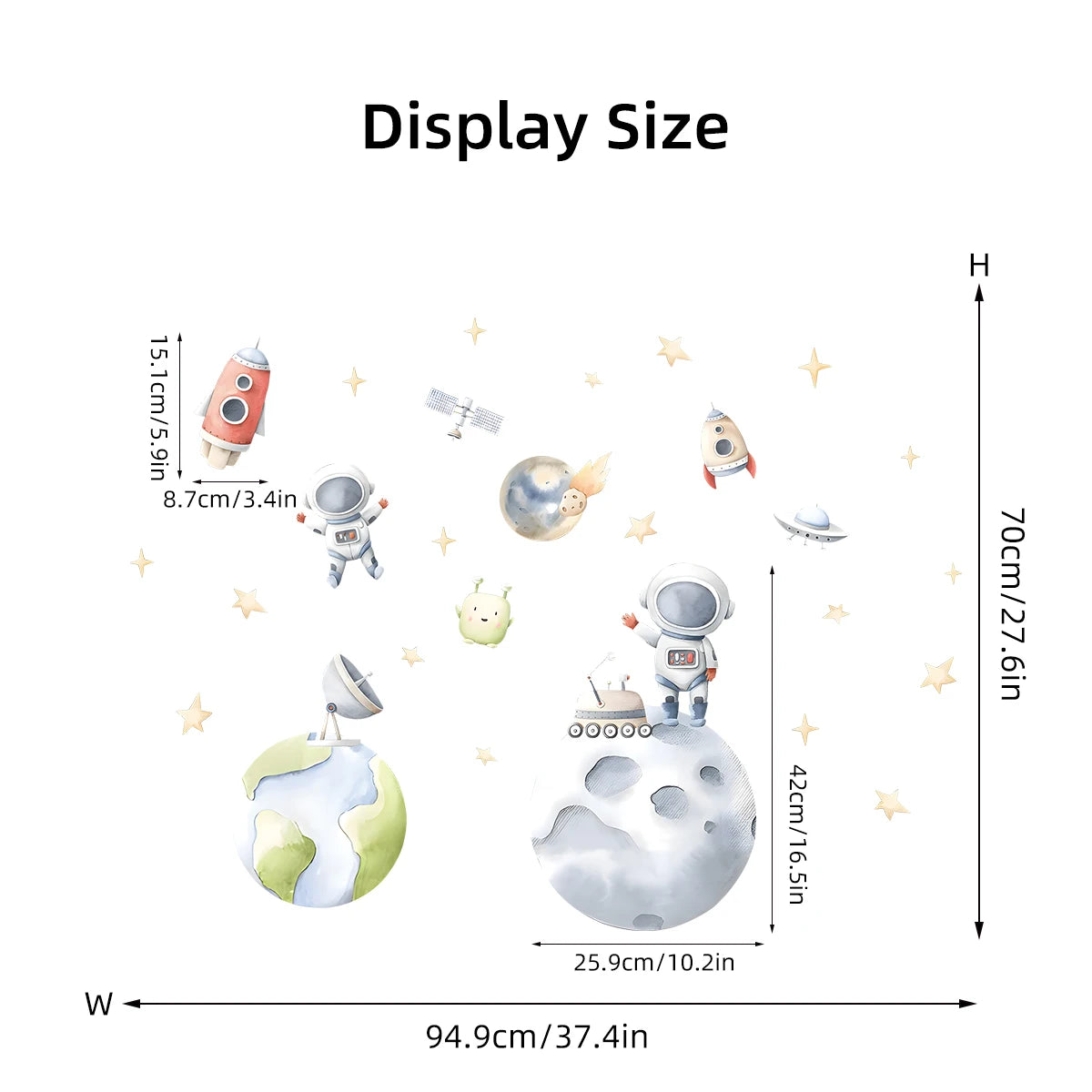Cartoon Astronaut Planet Moon Star Wall Stickers for Kids Room Background Bedroom Decoration Living Room Home Decor Wall Decal