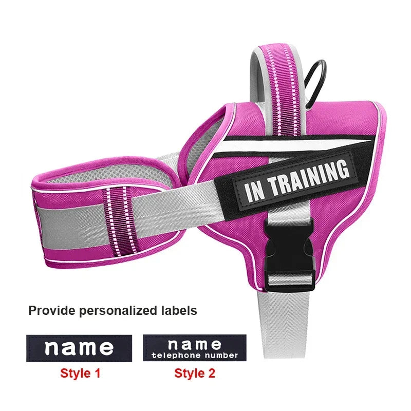 KOMMILIFE Adjustable Nylon Dog Harness Personalized Harness For Dogs Reflective Breathable Neck Guard Dog Harness Vest No Pull