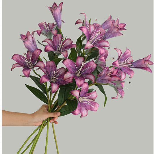 European Retro Lily 3 Heads branch real touch Artificial flowers for Party Wedding Decoration flores artificiales lilies