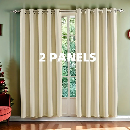 2 Panels  Solid Color Blackout Curtains with Heat Insulation&UV Protection - Grommet Top, Perfect for Living Room, Bedroom