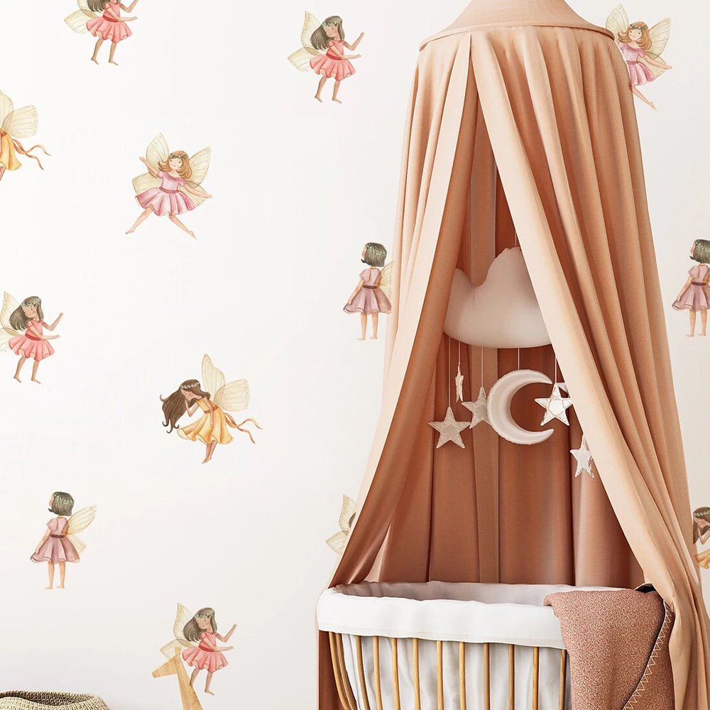Cartoon Beautiful Fairy Wall Stickers for Kids Room Baby Girls Nursery Room Bedroom Decoration Art Decals Cute Elves Stickers