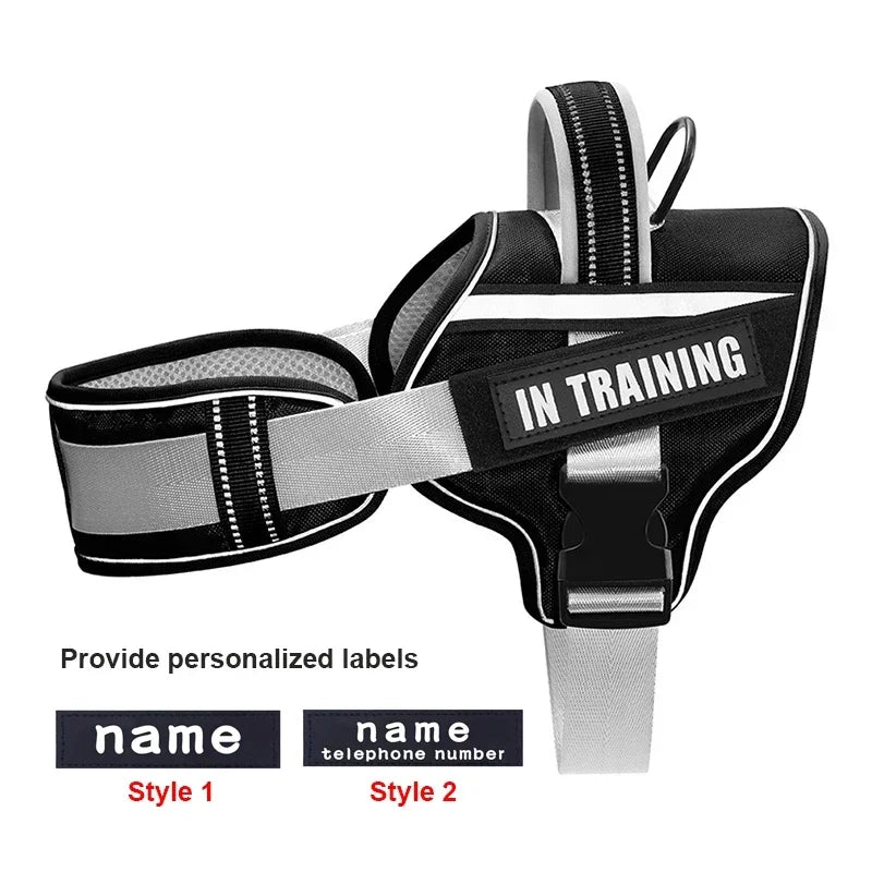 KOMMILIFE Adjustable Nylon Dog Harness Personalized Harness For Dogs Reflective Breathable Neck Guard Dog Harness Vest No Pull