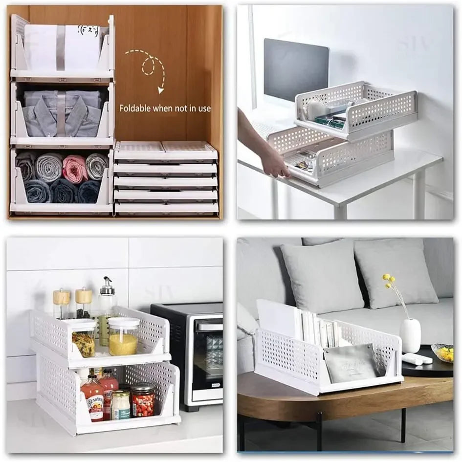 Folding Partition Drawers Organizing Boxes Bedroom Office Stackable Plastic Organizers Closet Clothes Panties Storage Box Home