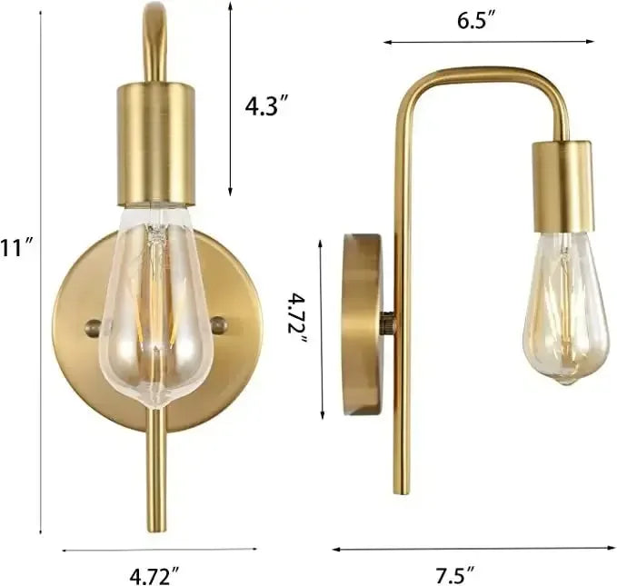 Nordic Bend Pipe Wall Lamp Iron Gold/Black Wall Decor Living Room Bedroom Shop Coffee Shop Bedside Lamp E27 Interior Lighting