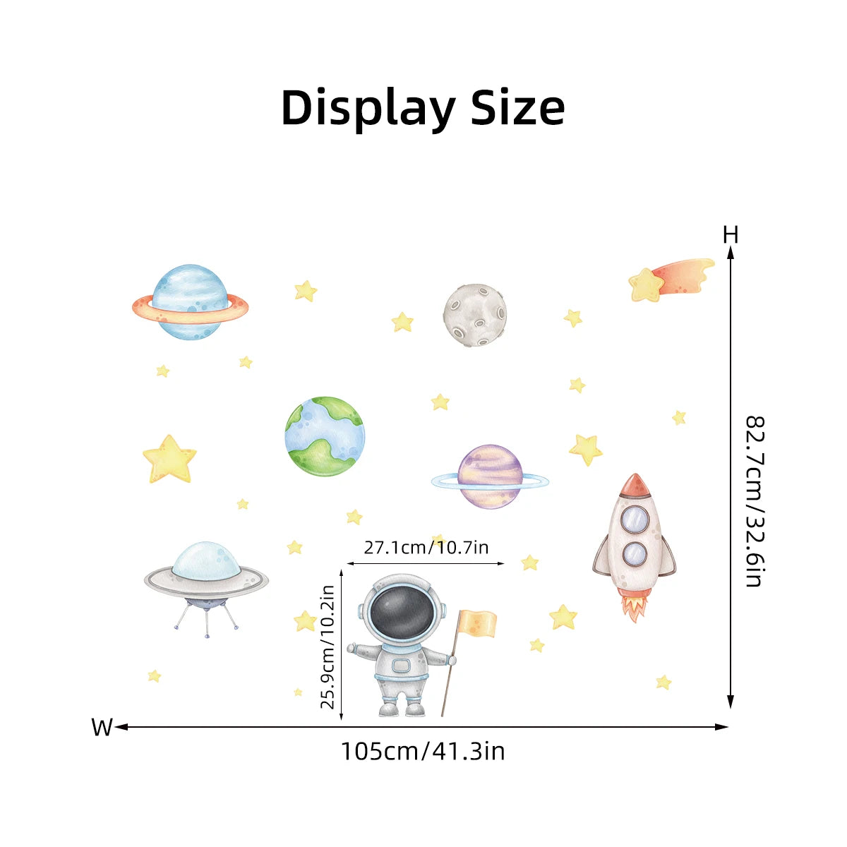 Cartoon Astronaut Planet Moon Star Wall Stickers for Kids Room Background Bedroom Decoration Living Room Home Decor Wall Decal