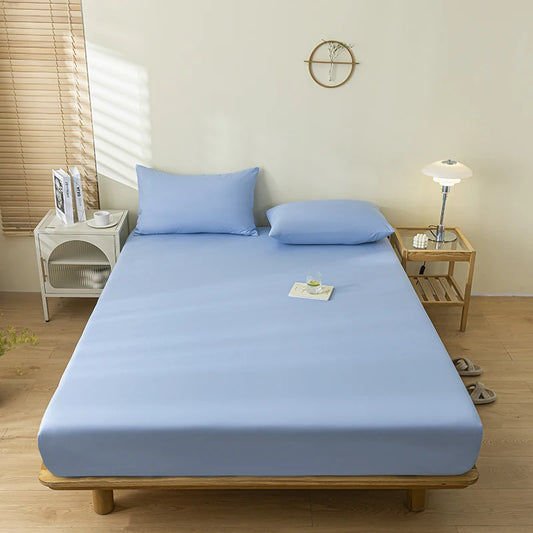 Waterproof Fitted Sheet Single Double Queen Size Mattress Cover Solid Color Fit Sheet 80x200 180x200 With Elastic Band Bed Sheet