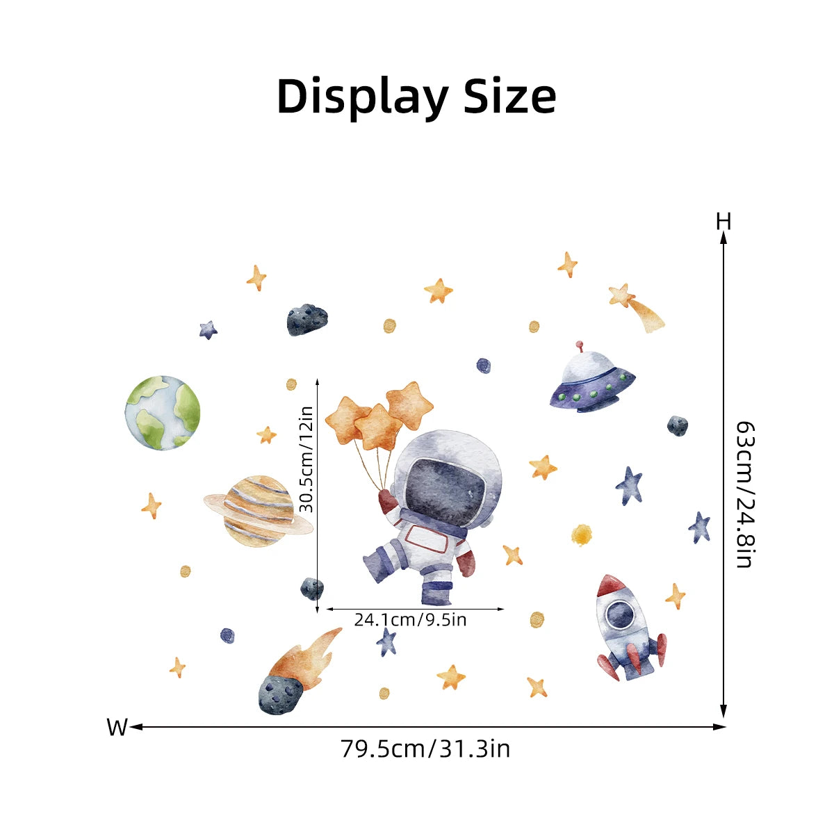 Cartoon Astronaut Planet Moon Star Wall Stickers for Kids Room Background Bedroom Decoration Living Room Home Decor Wall Decal
