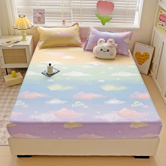 Brushed Fitted Sheet Elastic Bedsheet for Home Breathable Bed Linen sabanas para cama Simple Style Bed Covers (No Pillowcase)