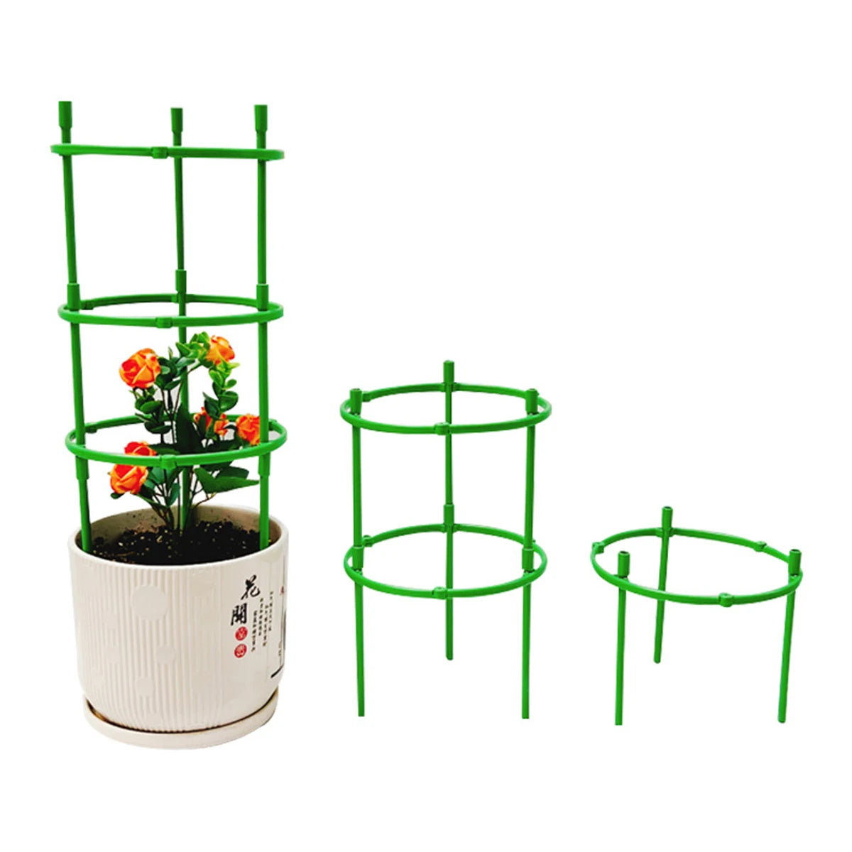 9 Pcs/set 3 Layers Plant Support Plant Stakes Round Plant Support Ring Plastic Plant Cage Holder Flower Pot Climbing Trellis