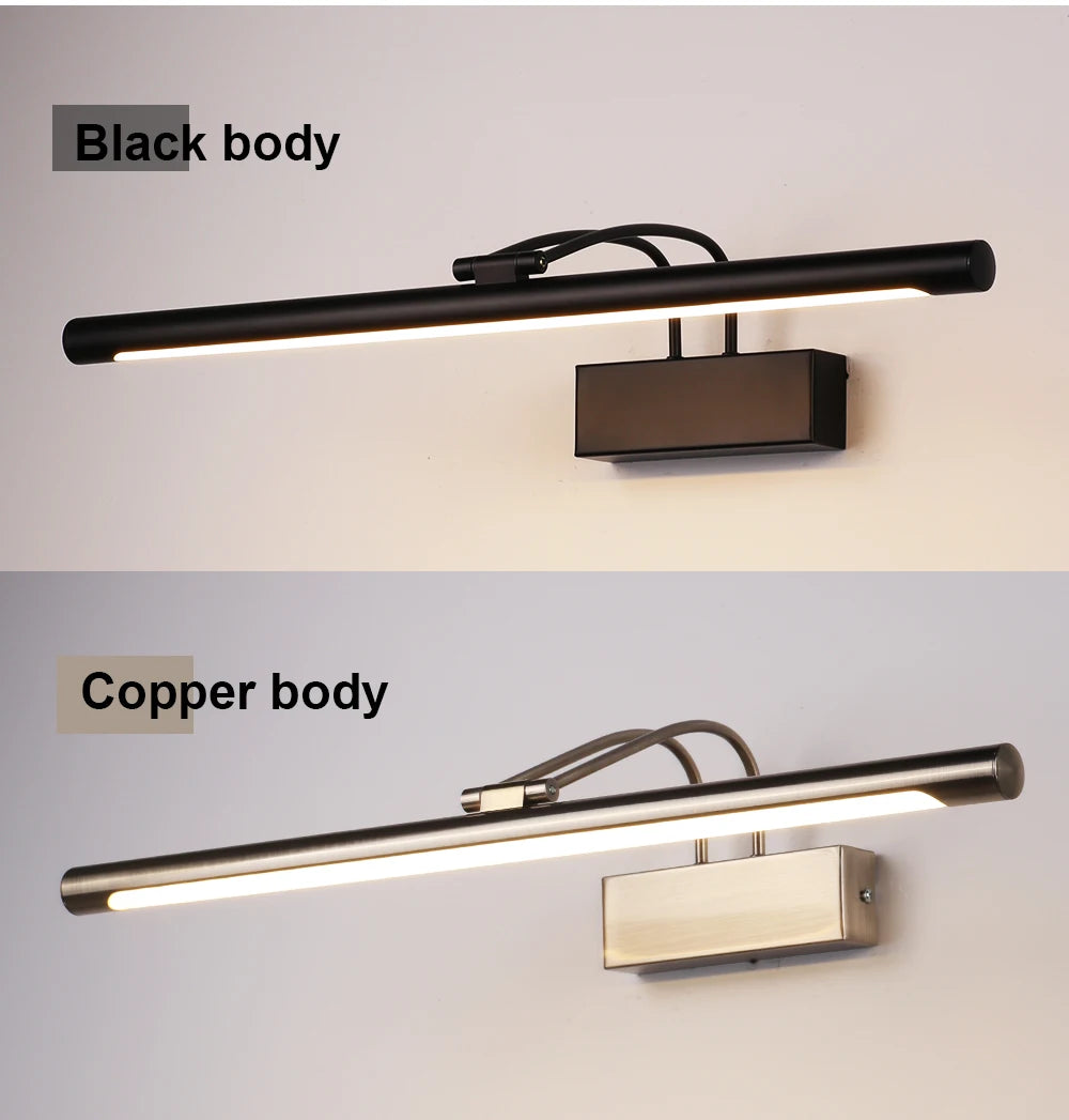 Led Bathroom Wall Light Black Copper AC85-265V Interior Wall Lamp Picture Light Modern Apply Wall Lighting 8W Wall Sconce