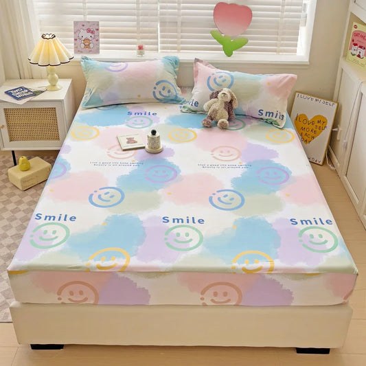 Brushed Fitted Sheet Elastic Bedsheet for Home Breathable Bed Linen sabanas para cama Simple Style Bed Covers (No Pillowcase)