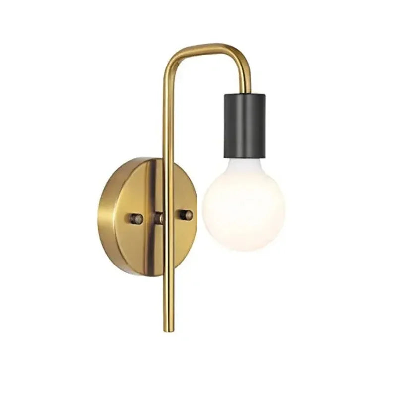 Nordic Bend Pipe Wall Lamp Iron Gold/Black Wall Decor Living Room Bedroom Shop Coffee Shop Bedside Lamp E27 Interior Lighting