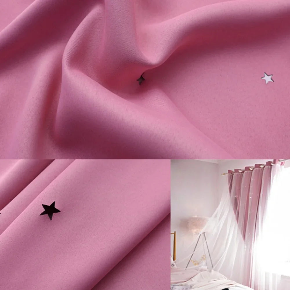 Black Out Curtains for Bedroom Star Cutout Window Curtain for Girls Bedroom Decor for Kids Room Blackout Curtain for Living Room