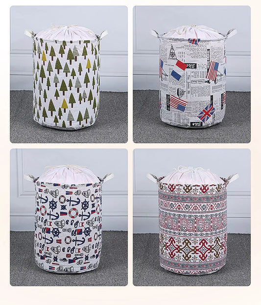 New Fashion Print Laundry Basket with Drawstring Lining Portable Foldable Storage Bag Hamper for Kids Toys Dirty Clothes Basket