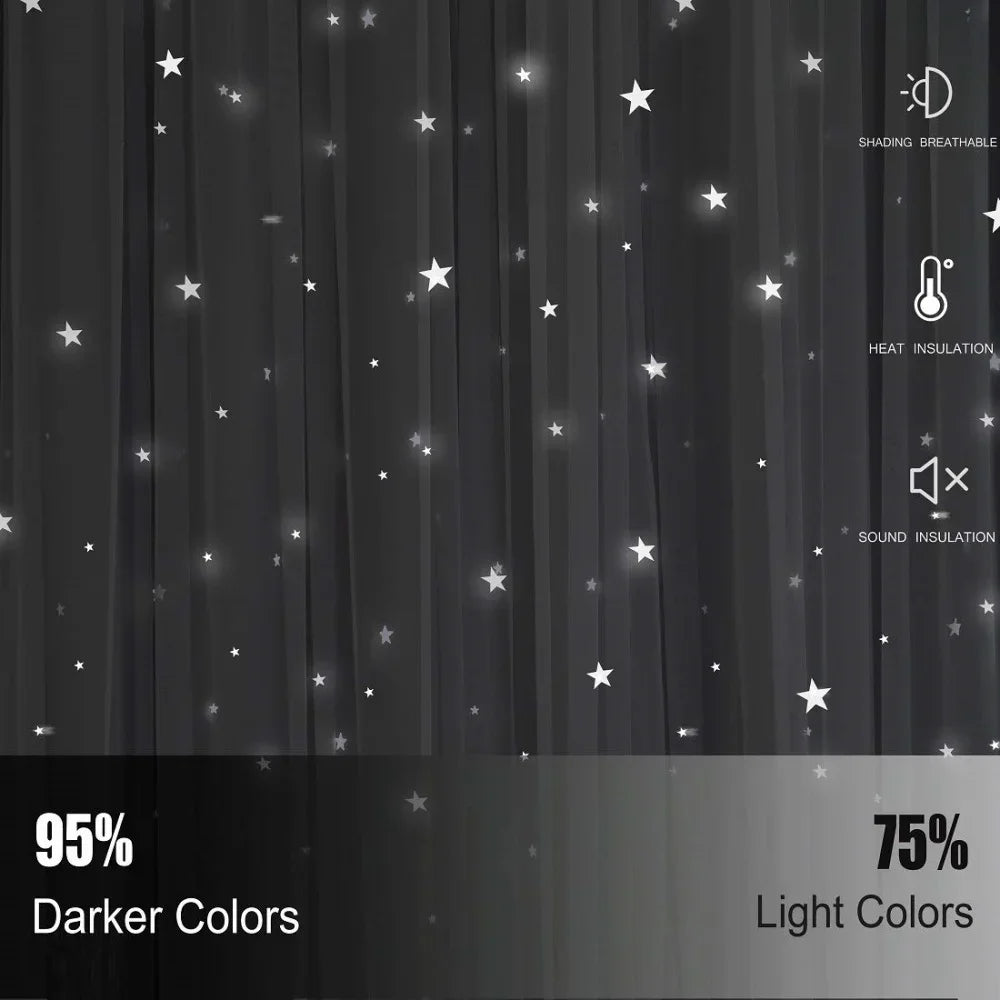 Black Out Curtains for Bedroom Star Cutout Window Curtain for Girls Bedroom Decor for Kids Room Blackout Curtain for Living Room
