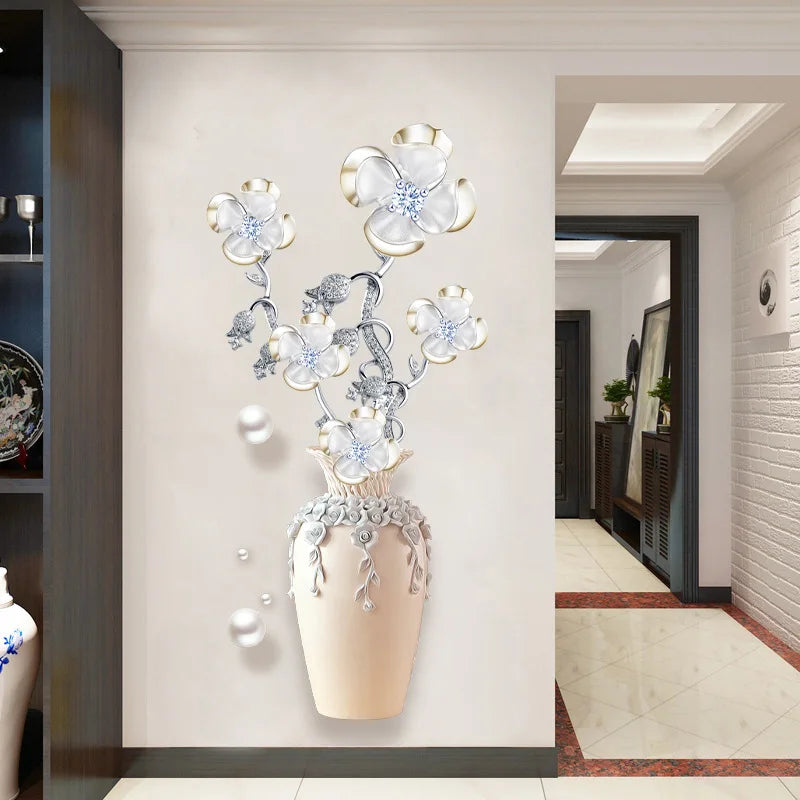 1Pc Elegant and Pure Four Lucky Grass Flowers Planting Wall, Bedroom, Living Room, Home, Self Adhesive Waterproof Stickers