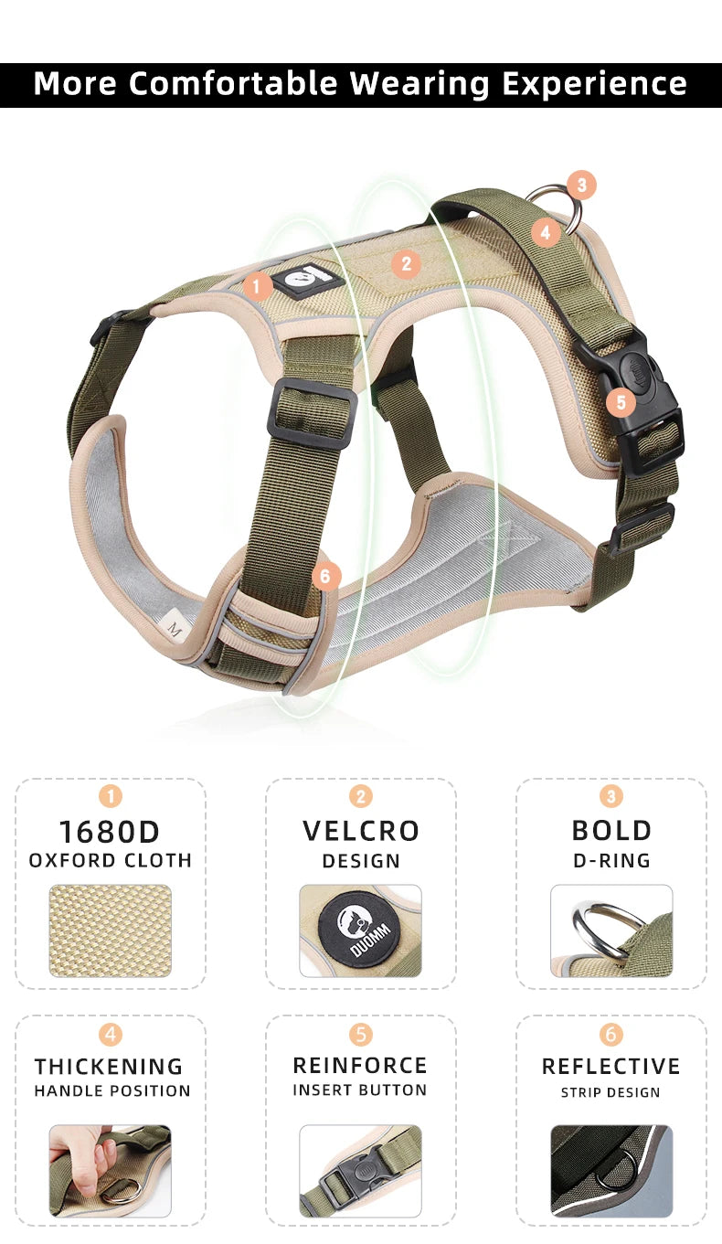 Medium Large Dog Harnesses Collar Labrador Army Reflective Adjustable Harness Oxford Cloth Pet Vest Training Hound Walk the Dog