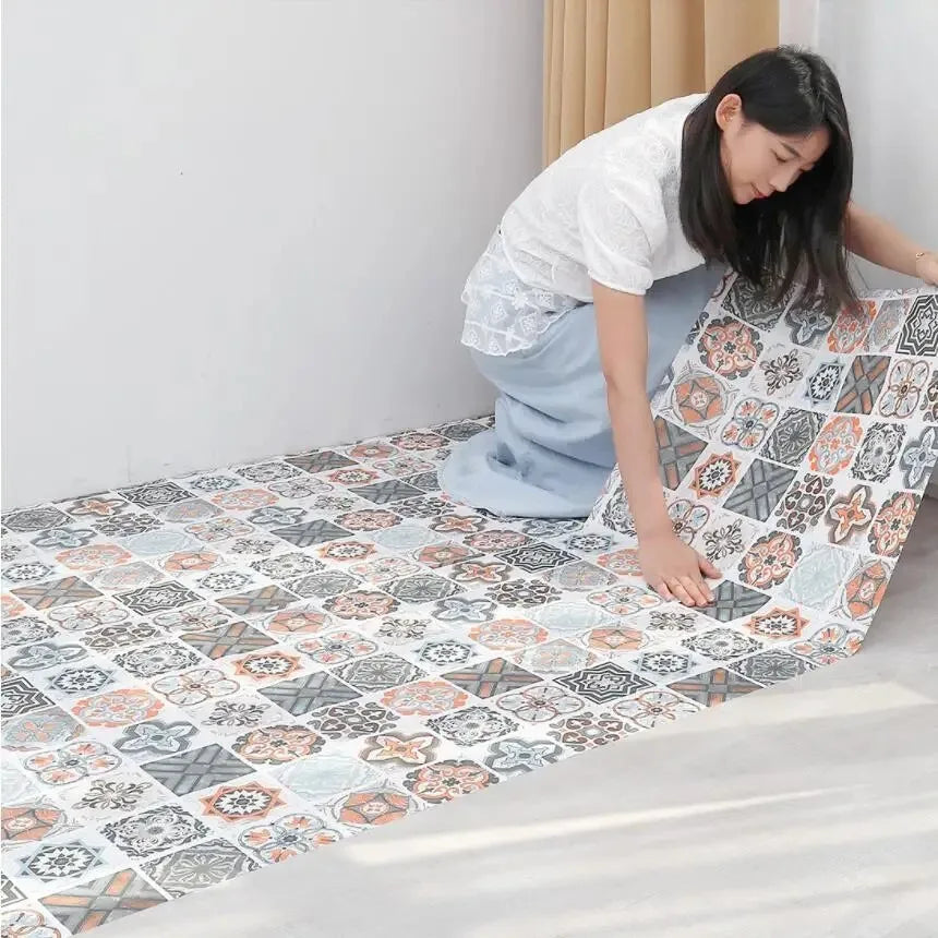 Tile 3D European style Oil Proof  Waterproof Kitchen Wallpaper Home Decor  Wall Self Adhesive PVC Wallpaper Kitchen Door Sticker