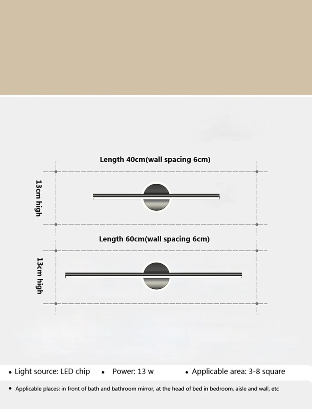 Modern LED Wall Lamps Mirror Light 40CM Black Gold Long Strip Light Bathroom Dressers Toilet Lamp Home Decor LED Lighting Lustre