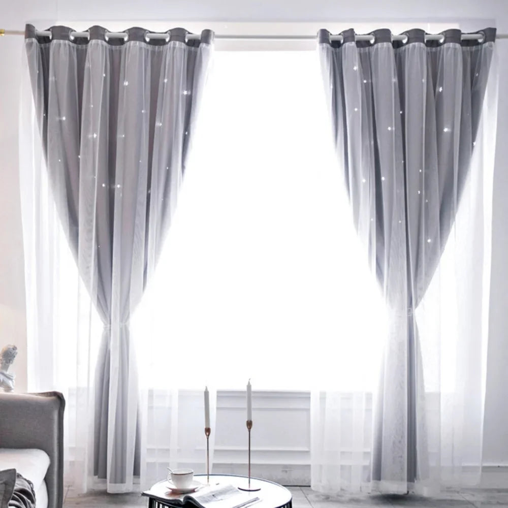 Black Out Curtains for Bedroom Star Cutout Window Curtain for Girls Bedroom Decor for Kids Room Blackout Curtain for Living Room