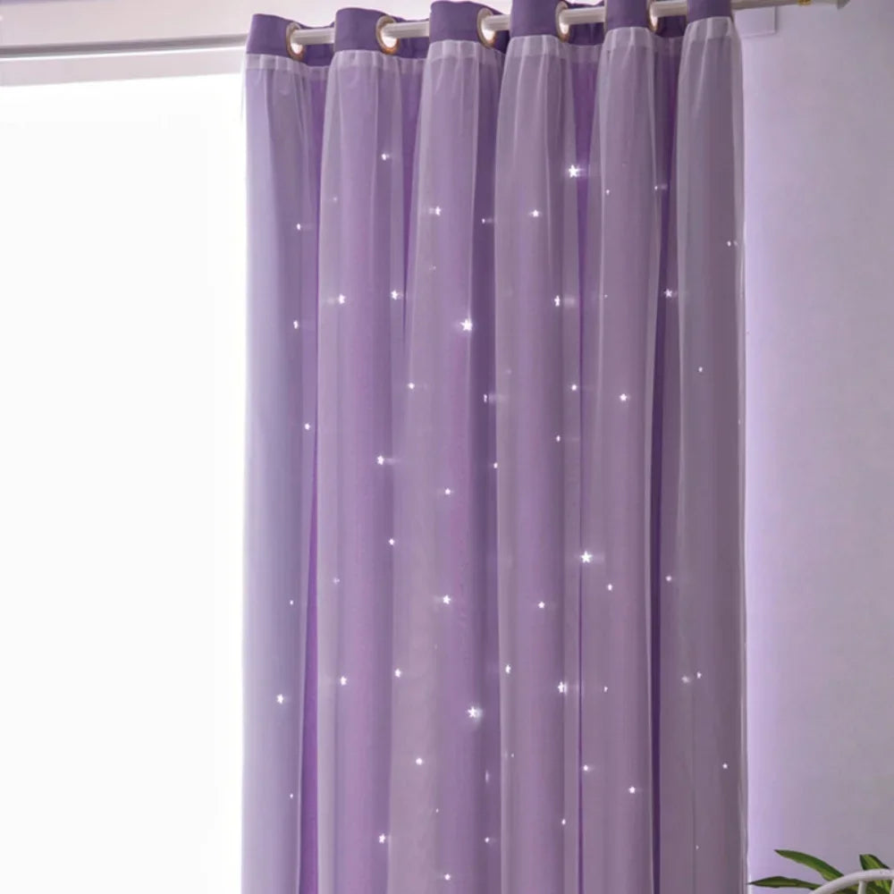 Black Out Curtains for Bedroom Star Cutout Window Curtain for Girls Bedroom Decor for Kids Room Blackout Curtain for Living Room