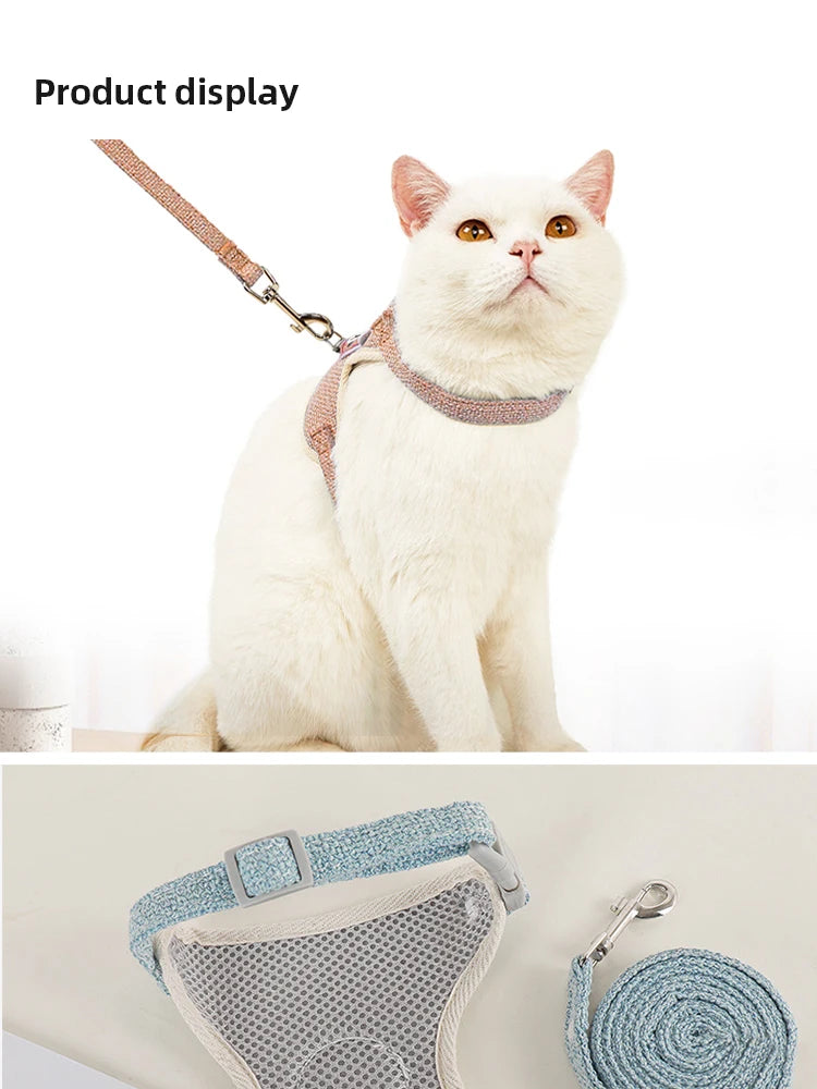 Dog Leash Cute Vest for Small Pets Kittens Undershirt Type Breathable Adjustable Chest Harness Outdoor Walking Pet Supplies